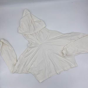 White Waffle Cropped Sweatshirt